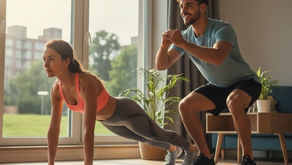 Esercizi a corpo libero su un tappetino